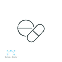 medical pharmacy icon. Organic ingredients. Bio pharmaceutical. Natural medicine. Line or outline pictogram style. Editable stroke. Vector illustration. Design on white background. EPS 10