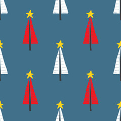 Pine tree seamless pattern. New Year and Christmas background, vector Illustration