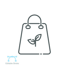 Organic recycle icon. Environmentally Friendly. Eco green symbol with tree and recycling or rotation arrow. Line pictogram style. Editable stroke Vector illustration. Design on white background EPS 10