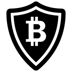 

A solid icon showing the first decentralized digital currency coin having symbol on it depicting bitcoin. 
