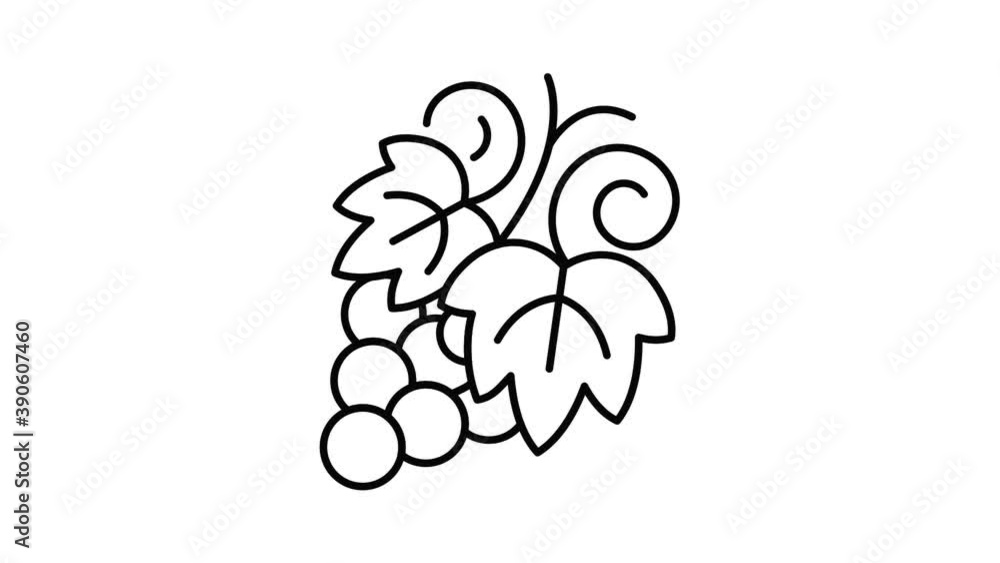 Poster grape fruit icon animation. motion set of best icons and then each objects is shown separately