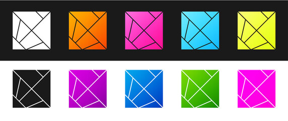 Set Rubik cube icon isolated on black and white background. Mechanical puzzle toy. Rubik's cube 3d combination puzzle. Vector.