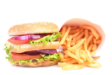 Hamburger on a white background