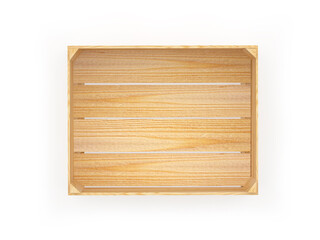 One brown empty wooden cargo box isolated on white background. Top view. 3d illustration