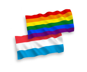 Fototapeta premium Flags of Rainbow gay pride and Luxembourg on a white background