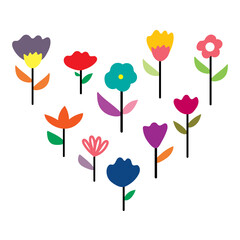 set of hand drawn vector flower with cute pastel color. simple flower collection illustration for stickers, label, tag, gift wrapping paper