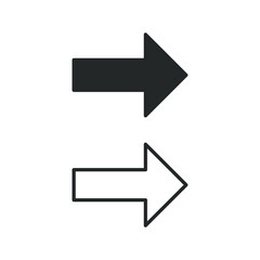 Arrow icon. Direction control button. Menu navigation pointer symbol. Web interface and application next indicator sign. Simple flat shape logo. Vector illustration image.