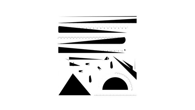 Ruler tape icon animation. Motion set of best icons and then each objects is shown separately