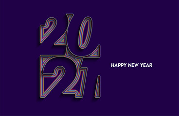 Happy New Year 2021 Text Typography Design Patter, Vector illustration.