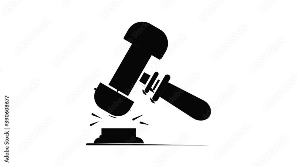 Poster judge hammer icon animation. motion set of best icons and then each objects is shown separately