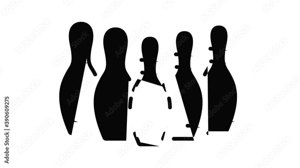 Poster bowling icon animation. motion set of best icons and then each objects is shown separately