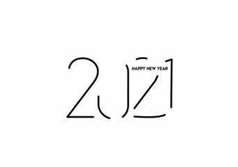Happy New Year 2021 Text Typography Design Patter, Vector illustration.