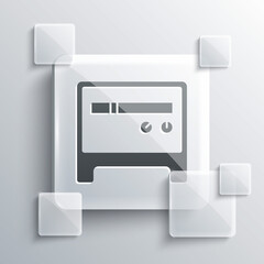 Grey Guitar amplifier icon isolated on grey background. Musical instrument. Square glass panels. Vector.