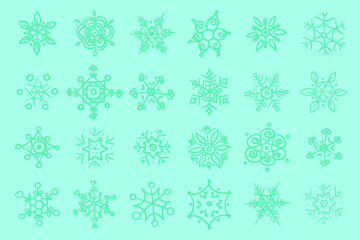 set of snowflakes for new year