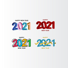 Set Happy 2021 new year Vector Design For Banner Print and Greeting Background