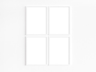 Four A4 white frames. 3D illustration.