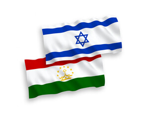 Flags of Tajikistan and Israel on a white background