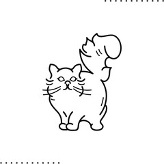 Siberian long-haired cat vector icon in outlines