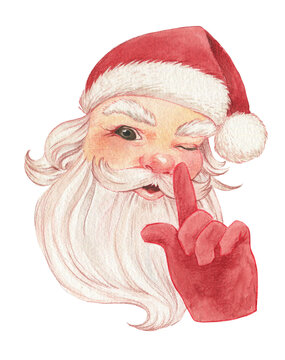 Portrait Santa Claus. Cartoon Christmas character illustration isolated on white background. Cute Father Frost