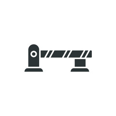 Parking barrier icon. Automatic car gate. Roadblocks. Parking entrance with security barrier gate and parking ticket machine. Glyph solid style. Vector illustration. Design on white background. EPS 10