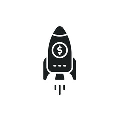 Financial growth icon. Dollar coin with increase arrow and graph symbol. data business finance report. Growing bar. solid or glyph pictogram. Vector illustration. Design on white background. EPS 10