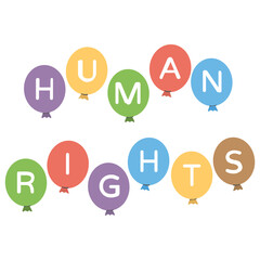 
Colorful balloons with alphabets of human rights spellings is depiction of idaho human rights day 
