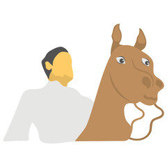 
Man riding a horse avatar is depicting the american state holiday of evacuation day
