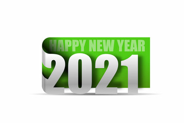 Happy New Year 2021 Label Text Typography Design, Vector illustration.