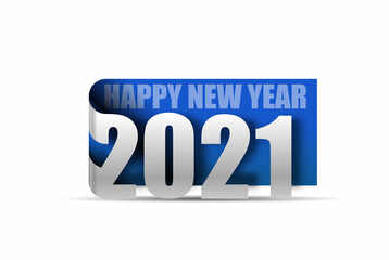 Happy New Year 2021 Label Text Typography Design, Vector illustration.