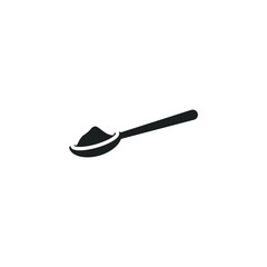 Spoon sugar powder icon. Baking and cooking Ingredients. Pouring, pour. Kitchen utensil. Glyph or solid style pictogram. Vector illustration. Design on white background. EPS 10
