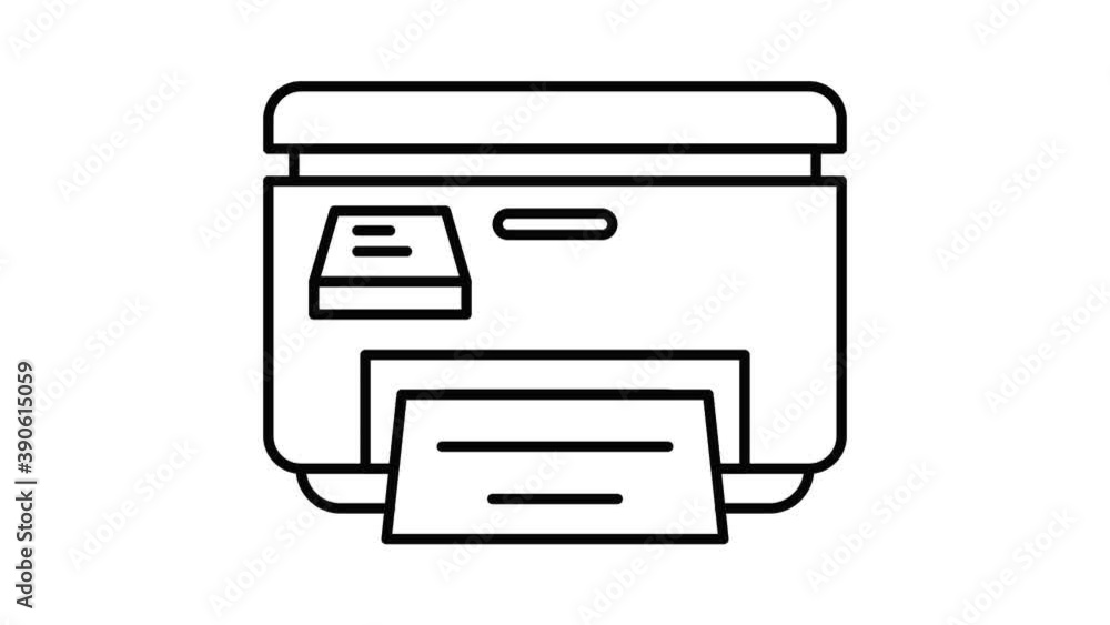 Poster printer icon animation. motion set of best icons and then each objects is shown separately