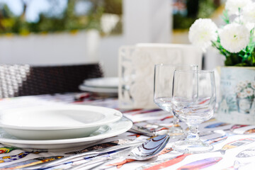 Table set for a lunch party or wedding reception