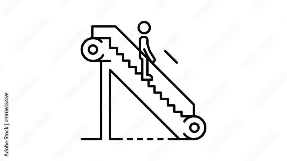 Poster escalator icon animation. motion set of best icons and then each objects is shown separately