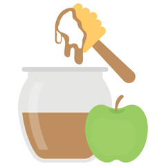 
Apple cider vinegar, honey stick and apple is describing the idea of rosh hashanah celebration jews religious event 
