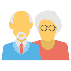 
Pictorial depiction of white haired old age couple is lightning the idea of senior citizen day icon
