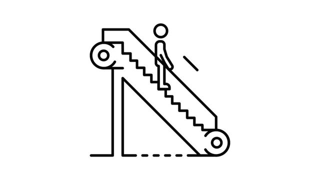 Escalator icon animation. Motion set of best icons and then each objects is shown separately