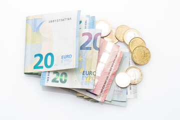 Money in legal tender Euro banknotes