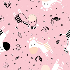 Cute zebras in Scandinavian style