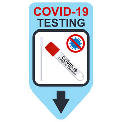 Healthcare infographic elements. Sign COVID-19 TESTING. Vector illustration.