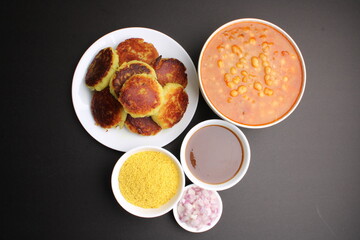 Ragda pattice -Aloo tikki or Potato Cutlet or Patties is a popular Indian street food made with boiled potatoes, spices and herbs served with tamrind chutney and peas curry.