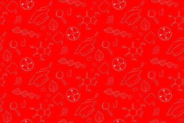 Red seamless pattern on the theme of school education