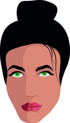 Woman portrait in modern style, flat vector illustration, isolated on white