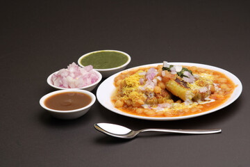 Ragda pattice -Aloo tikki or Potato Cutlet or Patties is a popular Indian street food made with boiled potatoes, spices and herbs served with tamrind chutney and peas curry.