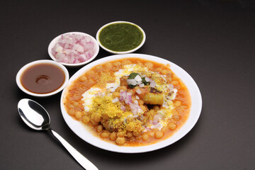 Ragda pattice -Aloo tikki or Potato Cutlet or Patties is a popular Indian street food made with boiled potatoes, spices and herbs served with tamrind chutney and peas curry.