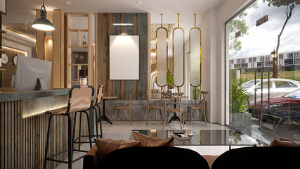 3d render of hotel entrance reception