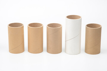 cardboard and paper tubes and pipes on a white background