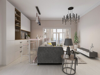 Clean and tidy dining room has wooden table and chair, very neat and clean