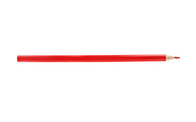 Single red pencil isolated on white background.