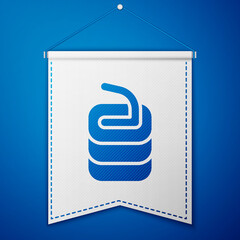 Blue Stone for curling sport game icon isolated on blue background. Sport equipment. White pennant template. Vector.