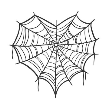 spider web heart symbol sketch raster illustration